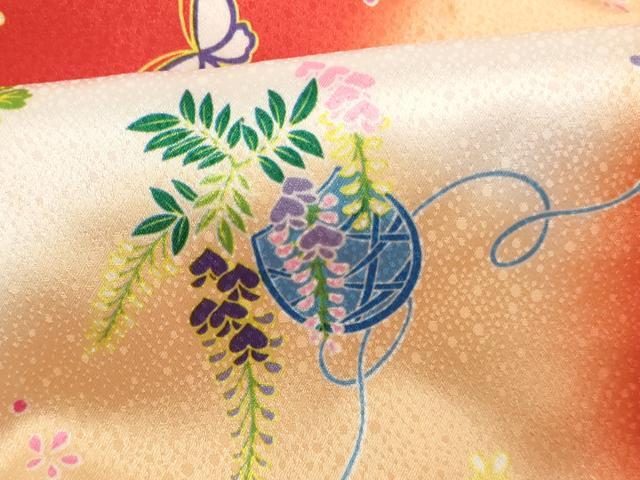 平和屋着物[]七五三　女の子　３歳　祝着　三つ身　長襦袢(単衣・半衿刺繍)・被布セット　花籠舞蝶文　暈し染め　AABF2317ja