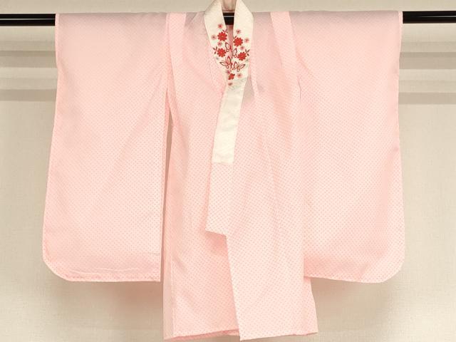 平和屋着物[]七五三　女の子　３歳　祝着　三つ身　長襦袢(単衣・半衿刺繍)・被布セット　花籠舞蝶文　暈し染め　AABF2317ja