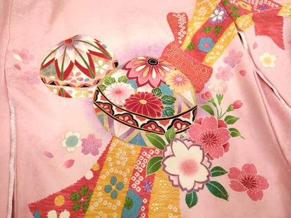 平和屋着物[]お宮参り　女の子　祝着　産着　初着　のしめ　刺繍　手毬花文　金糸　金彩　逸品　AABF2318ja
