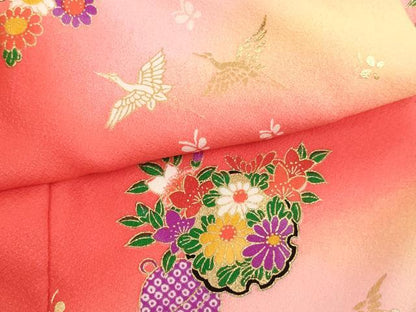 平和屋着物[]七五三　女の子　３歳　祝着　三つ身　長襦袢(単衣・半衿刺繍)・被布セット　飛鶴雪輪花文　暈し染め　金彩　AABF2320ja