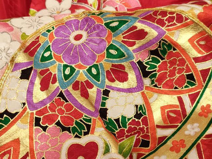 平和屋着物[]七五三　女の子　３歳　祝着　一つ身　駒刺繍　手毬花文　暈し染め　金彩　正絹　逸品　AABF2323ja