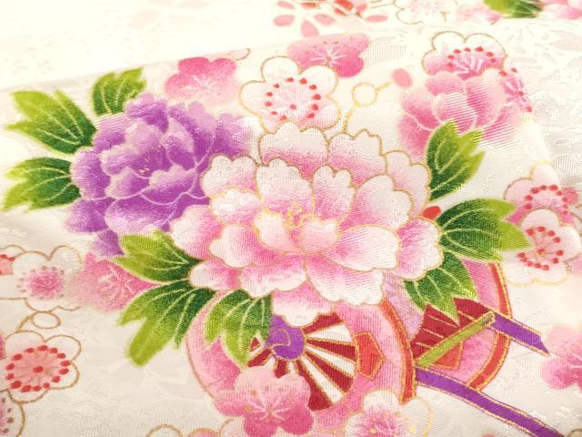 平和屋着物[]七五三　女の子　３歳　被布　花車文　兎　金彩　AABF2326ja