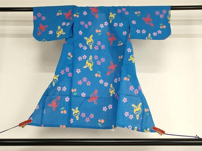 平和屋着物＊夏物 浴衣 子供 女の子 一つ身 花兎 綿 逸品 AABF2327ja