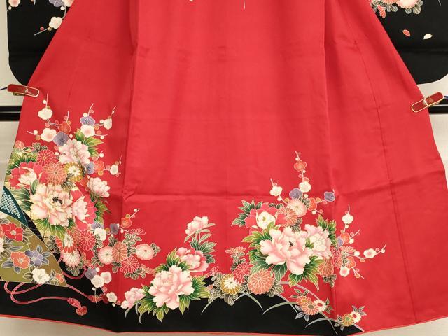 平和屋着物[]七五三　女の子　７歳　祝着　四つ身　駒刺繍　草花文　金彩　正絹　逸品　AABF2330ja