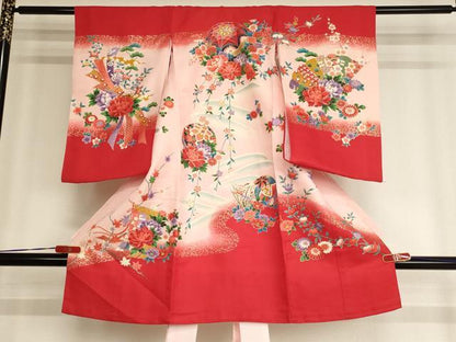 平和屋着物[]お宮参り　女の子　祝着　産着　初着　のしめ　花手毬文　暈し染め　金彩　逸品　AABF2334ja