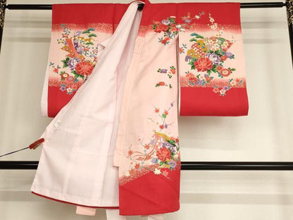 平和屋着物[]お宮参り　女の子　祝着　産着　初着　のしめ　花手毬文　暈し染め　金彩　逸品　AABF2334ja