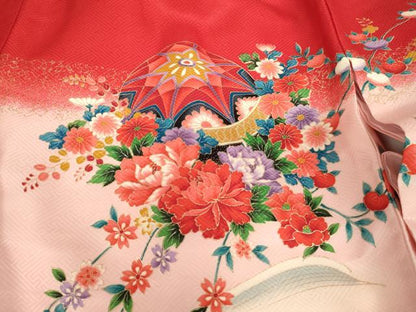 平和屋着物[]お宮参り　女の子　祝着　産着　初着　のしめ　花手毬文　暈し染め　金彩　逸品　AABF2334ja