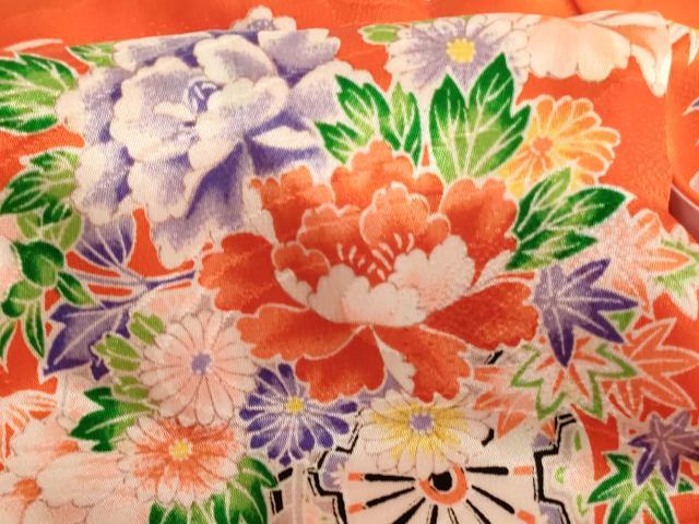 平和屋着物[]七五三　女の子　３歳　祝着　三つ身　流水花車文　洗える着物　AABF2337ja