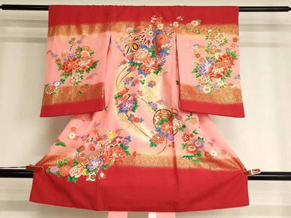 平和屋着物[]お宮参り　女の子　祝着　産着　初着　のしめ　花手毬文　暈し染め　金彩　逸品　AABF2338ja