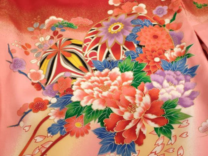 平和屋着物[]お宮参り　女の子　祝着　産着　初着　のしめ　花手毬文　暈し染め　金彩　逸品　AABF2338ja