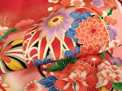 平和屋着物[]お宮参り　女の子　祝着　産着　初着　のしめ　花手毬文　暈し染め　金彩　逸品　AABF2338ja