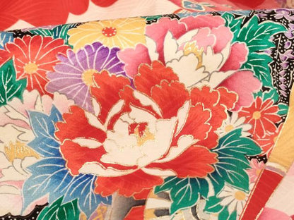 平和屋着物[]お宮参り　女の子　祝着　産着　初着　のしめ　檜扇花車舞鳥文　暈し染め　金彩　逸品　AABF2345ja