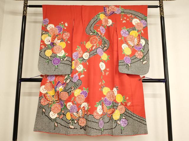 平和屋着物[]七五三　女の子　７歳　祝着　四つ身　花鳥文　金彩　AABF2347ja