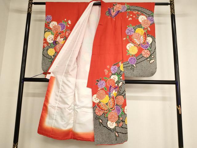 平和屋着物[]七五三　女の子　７歳　祝着　四つ身　花鳥文　金彩　AABF2347ja