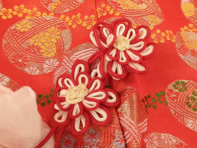 平和屋着物[]七五三　女の子　７歳　祝着　四つ身　寿光織　花手毬文　十二単風　AABF2371ja