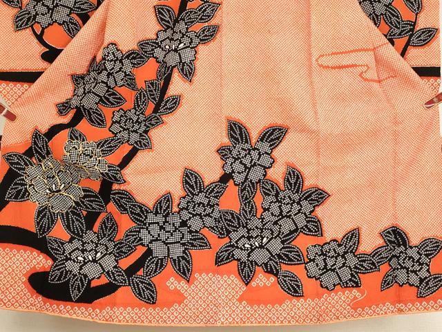 平和屋着物[]七五三　女の子　７歳　祝着　四つ身　駒刺繍　牡丹文　AABF2374ja