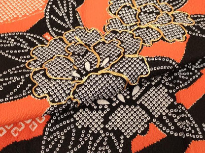 平和屋着物[]七五三　女の子　７歳　祝着　四つ身　駒刺繍　牡丹文　AABF2374ja