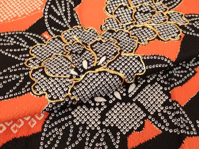 平和屋着物[]七五三　女の子　７歳　祝着　四つ身　駒刺繍　牡丹文　AABF2374ja