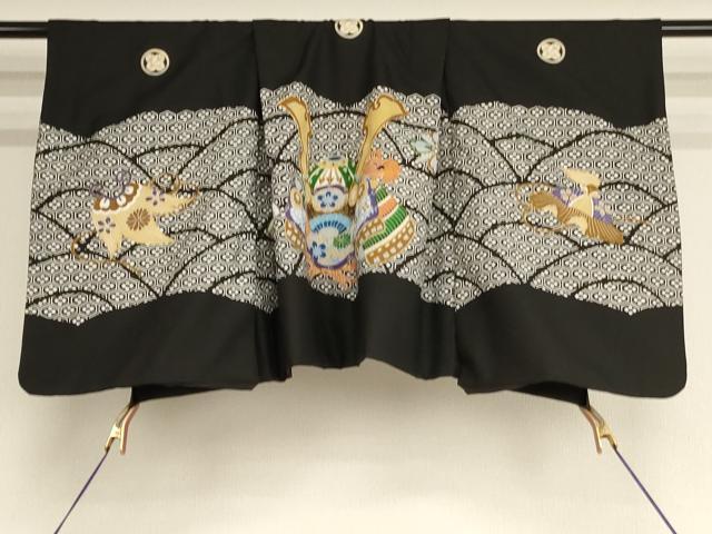 平和屋着物[]七五三　男の子　5歳　羽織　駒刺繍　兜　金彩　洗える着物　AABF2376ja