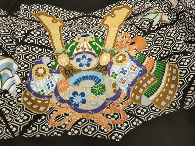 平和屋着物[]七五三　男の子　5歳　羽織　駒刺繍　兜　金彩　洗える着物　AABF2376ja