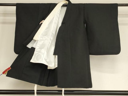 平和屋着物[]七五三　男の子　5歳　祝着・長襦袢(単衣)セット　黒地　洗える着物　AABF2379ja
