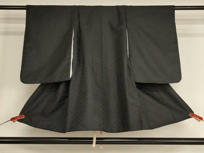 平和屋着物[]七五三　男の子　5歳　祝着・長襦袢(単衣)セット　花菱地紋　黒地　半衿刺繍　AABF2380ja