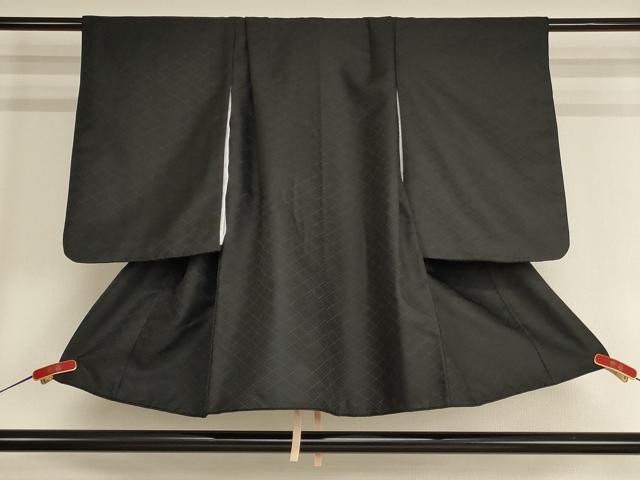平和屋着物[]七五三　男の子　5歳　祝着・長襦袢(単衣)セット　花菱地紋　黒地　半衿刺繍　AABF2380ja