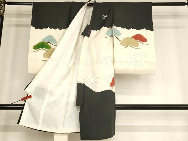 平和屋着物[]お宮参り　男の子　祝着　産着　初着　のしめ　駒刺繍　鷹　松　金彩　逸品　AABF2383ja