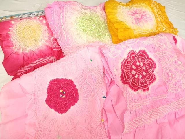 平和屋着物[]子供　女の子　和装小物　兵児帯5点セット　柄絞り　舞花文　正絹　逸品　未使用あり　AABF2384ja