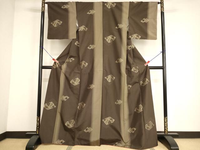 平和屋着物■上質な紬　草花文　正絹　逸品　AABF2386ja