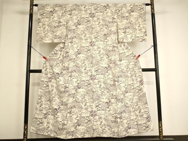 平和屋着物■上質な小紋 風景文 正絹 逸品 AABF2387ja