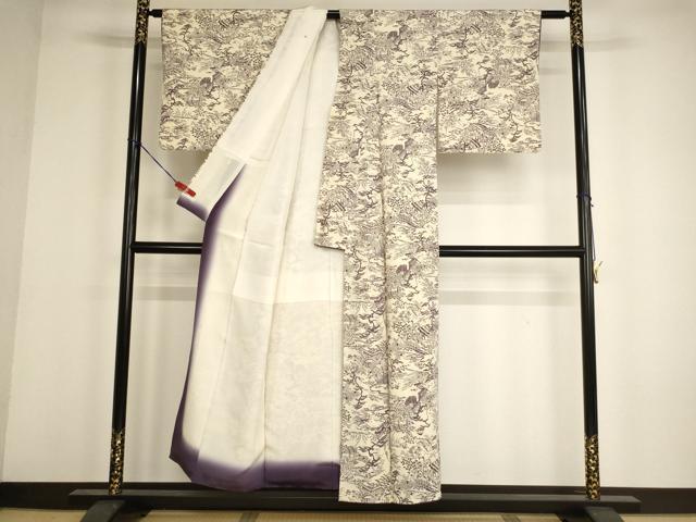 平和屋着物■上質な小紋 風景文 正絹 逸品 AABF2387ja