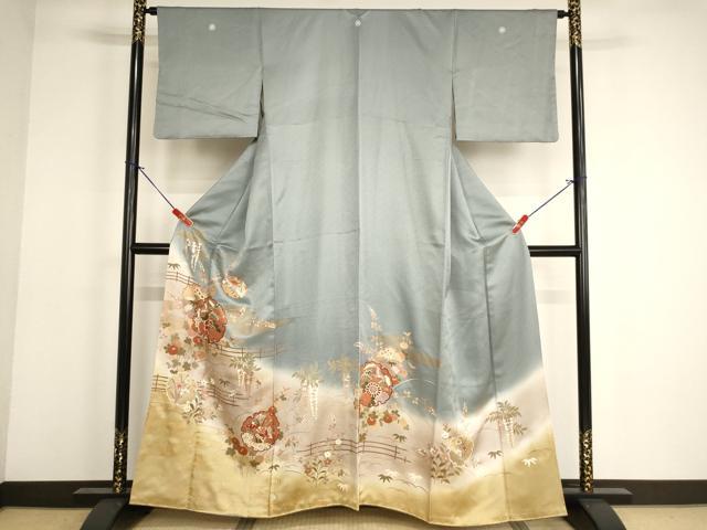 平和屋着物■豪華色留袖　雪輪飛鶴花文　暈し染め　金彩　正絹　逸品　AABF2391ja