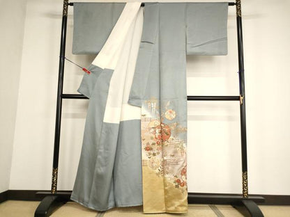平和屋着物■豪華色留袖　雪輪飛鶴花文　暈し染め　金彩　正絹　逸品　AABF2391ja