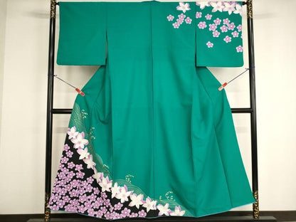 平和屋着物■訪問着　立波花文　金彩　胴抜き仕立て　洗える着物　AABF2396ja
