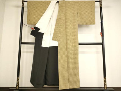 平和屋着物■上質な小紋 麻の葉文様 正絹 逸品 AABF2400ja