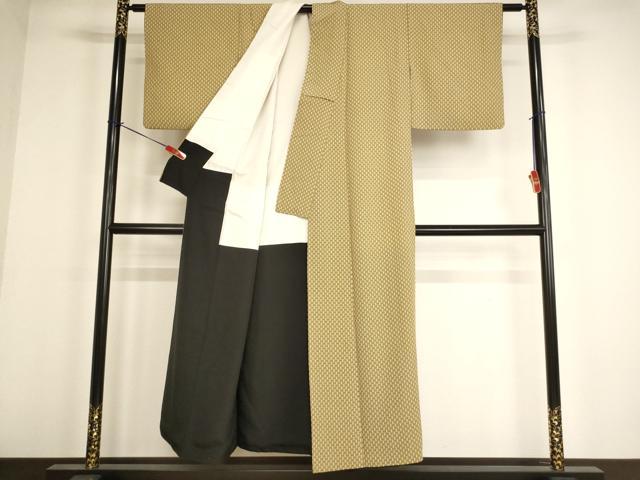 平和屋着物■上質な小紋 麻の葉文様 正絹 逸品 AABF2400ja