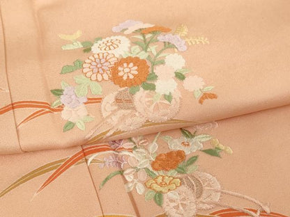 平和屋着物■訪問着 刺繍 花車文 正絹 逸品 AABF2401ja