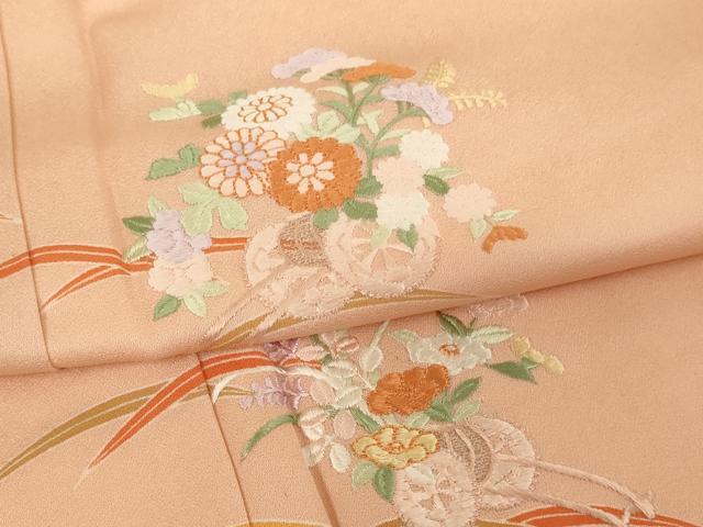 平和屋着物■訪問着 刺繍 花車文 正絹 逸品 AABF2401ja