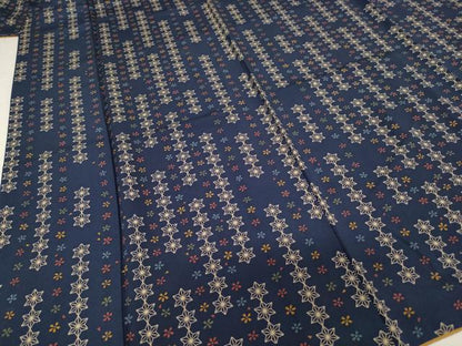 平和屋着物■小紋　麻の葉文様　桜　洗える着物　AABF2404ja