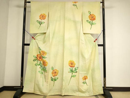 平和屋着物■訪問着 草花文 暈し染め 正絹 逸品 AABF2411ja