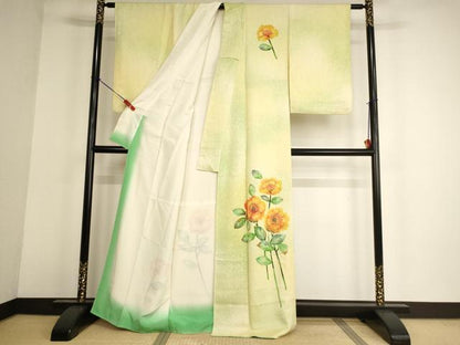 平和屋着物■訪問着 草花文 暈し染め 正絹 逸品 AABF2411ja