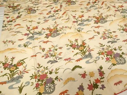 平和屋着物■上質な小紋 風景花車文 金彩 正絹 逸品 未使用 AABF2413ja