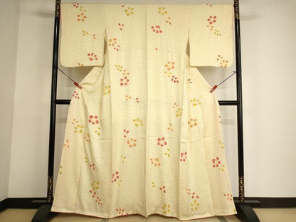 平和屋着物■上質な小紋 絞り 舞花文 正絹 逸品 AABF2420ja
