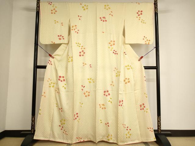 平和屋着物■上質な小紋 絞り 舞花文 正絹 逸品 AABF2420ja