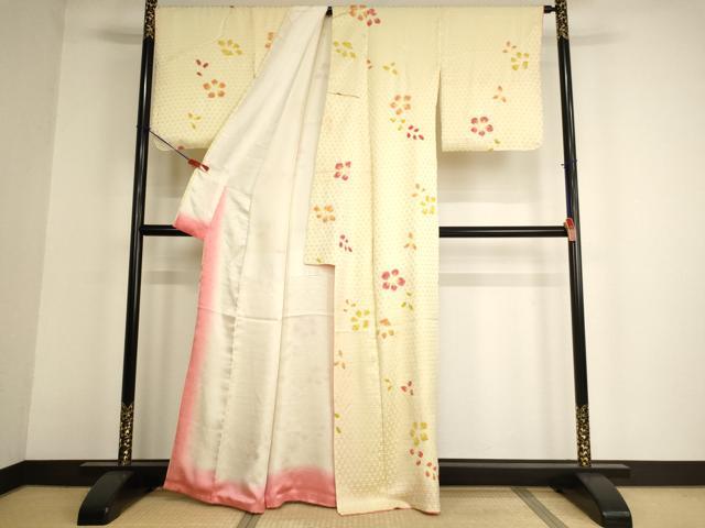 平和屋着物■上質な小紋 絞り 舞花文 正絹 逸品 AABF2420ja
