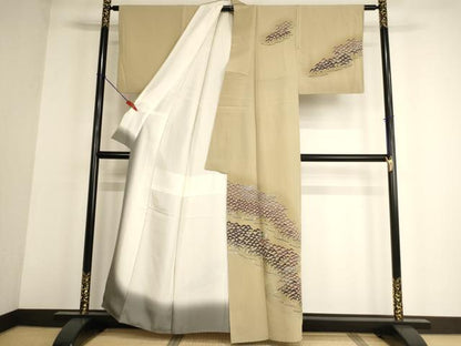 平和屋着物■訪問着 作家物 延命長寿 松 暈し染め 金銀彩 正絹 逸品 AABF2421ja