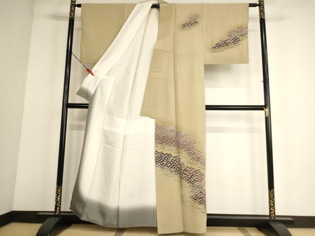 平和屋着物■訪問着 作家物 延命長寿 松 暈し染め 金銀彩 正絹 逸品 AABF2421ja