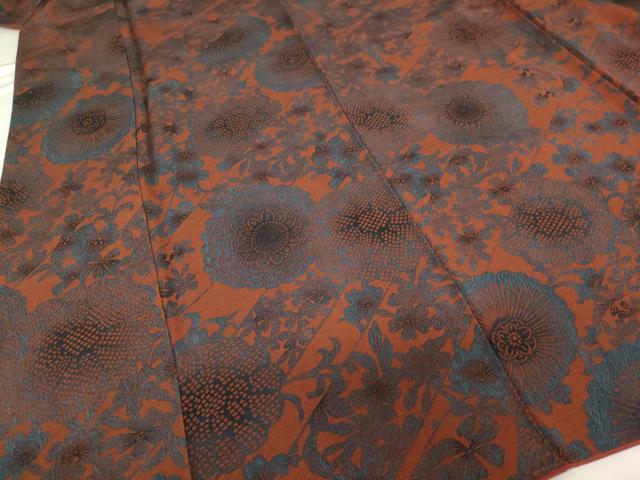 平和屋着物■上質な小紋 型染め 草花文 鬼しぼ縮緬 正絹 逸品 AABF2422ja