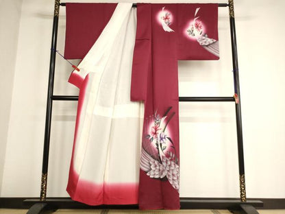 平和屋着物■訪問着　孔雀花文　暈し染め　金彩　正絹　逸品　AABF2425ja